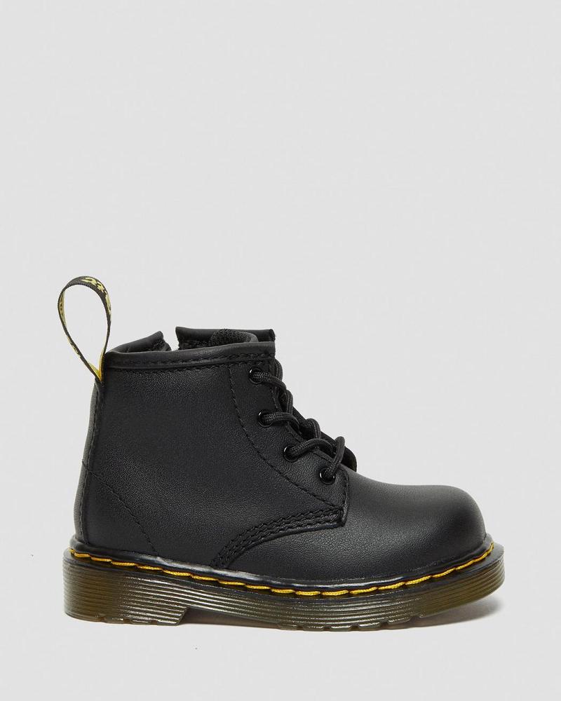 Kids' Dr Martens Infant 1460 Softy T Leather Lace Up Boots Black | AU 672JPQ